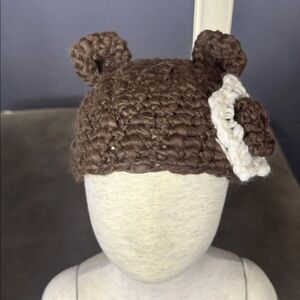 Daisy Baby Girls Baby Brown Bear Hat Beanie with Ears Size 0-6 months NEW